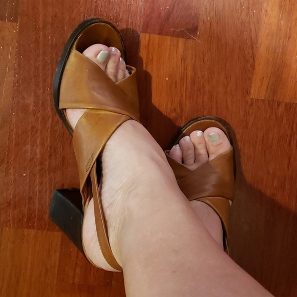 Vintage Leather Sandals Block Heel I.Miller Brown Small Platform In Box Good - Picture 2 of 12